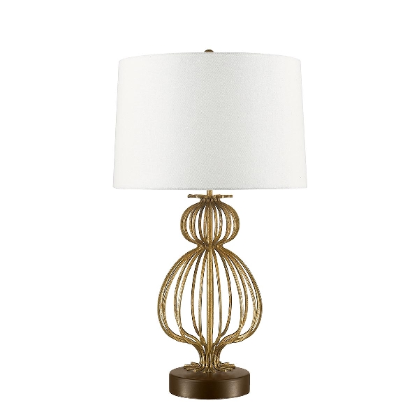 Lafitte Tischleuchte - Gold mit cremefarbenem Lampenschirm der Firma Elstead
