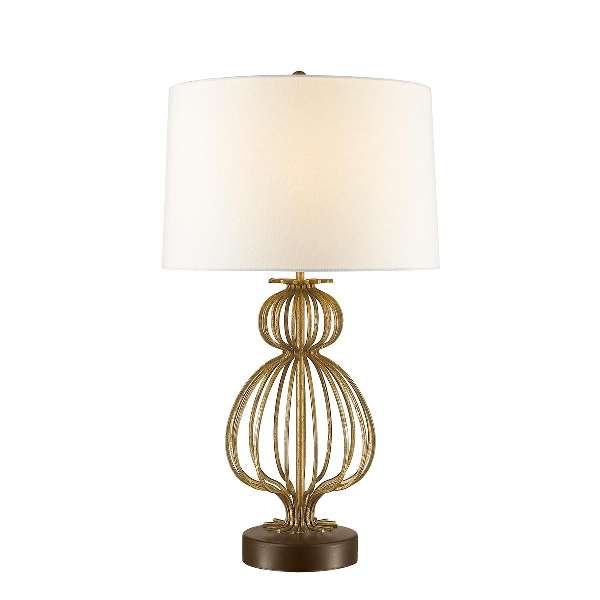 Lafitte Tischleuchte - Gold mit cremefarbenem Lampenschirm der Firma Elstead