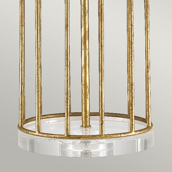 Stella Tischleuchte - Gold mit cremefarbenem Schirm der Firma Elstead