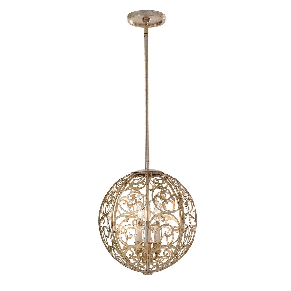 Elstead Arabesque 3-Kronleuchter - Blattsilber Patina FE-ARABESQUE3