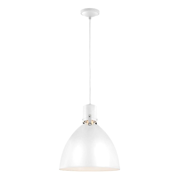 Elstead Brynne 1 Medium LED Pendelleuchte - Nickel poliert - Weiß/Chrom flach FE-BRYNNE-P-FWH