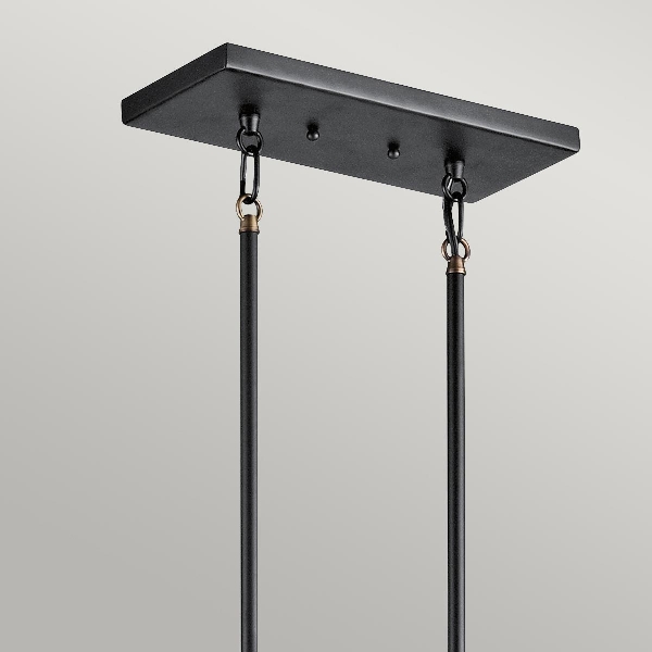 Imahn 5 Light Linear Kronleuchter - Schwarz und Naturmessing der Firma Elstead