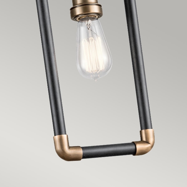 Imahn 1 Light Mini Pendelleuchte - Schwarz und Naturmessing der Firma Elstead