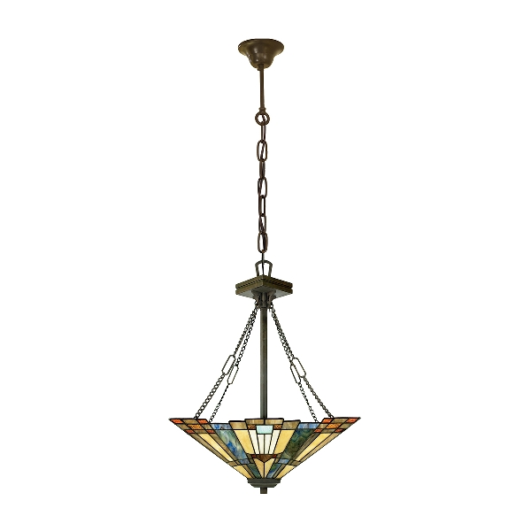 Inglenook 3 Leuchtende Pendelleuchte - B - Valiant Bronze der Firma Elstead