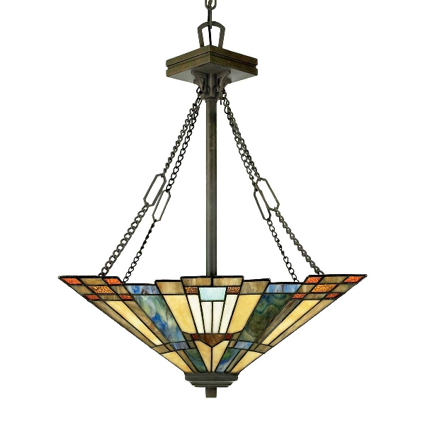 Inglenook 3 Leuchtende Pendelleuchte - B - Valiant Bronze der Firma Elstead