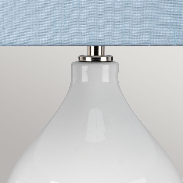 Isla 1 Light Tischleuchte - Nickel poliert, Weiß, Blau mit Liberty Blue Schirm der Firma Elstead