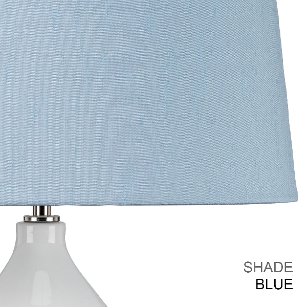 Isla 1 Light Tischleuchte - Nickel poliert, Weiß, Blau mit Liberty Blue Schirm der Firma Elstead