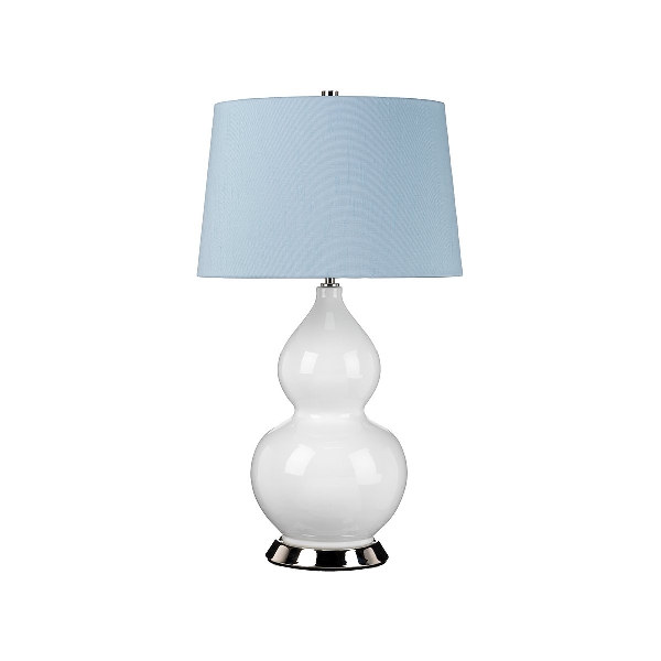Isla 1 Light Tischleuchte - Nickel poliert, Weiß, Blau mit Liberty Blue Schirm der Firma Elstead