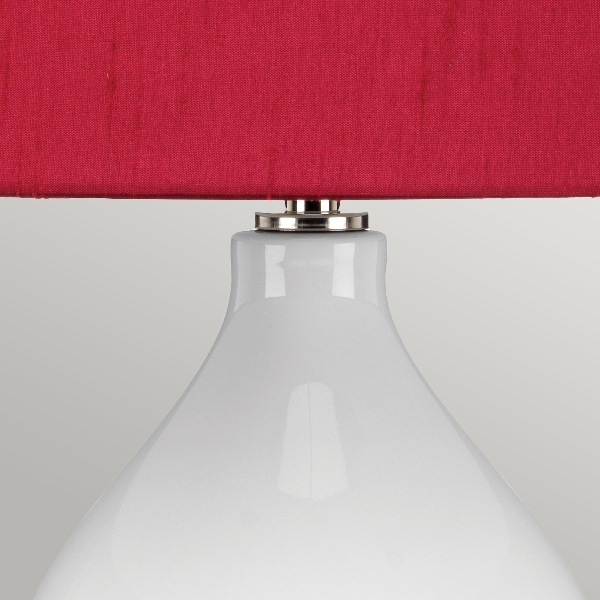 Isla 1 Light Tischleuchte - Nickel poliert, weiß, rot mit rotem Beetroot-Schirm der Firma Elstead