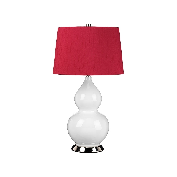 Isla 1 Light Tischleuchte - Nickel poliert, weiß, rot mit rotem Beetroot-Schirm der Firma Elstead