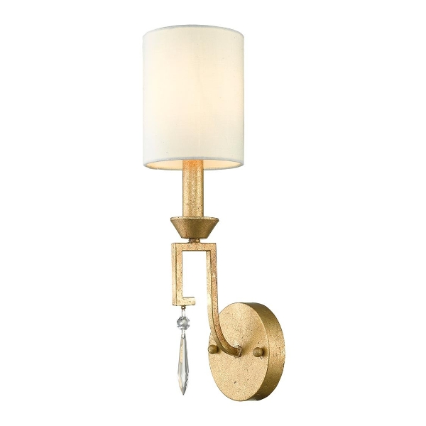 Elstead Lemuria 1 leichte Wandleuchte - Distressed Gold, Elfenbeinfarbener Schirm GN-LEMURIA1
