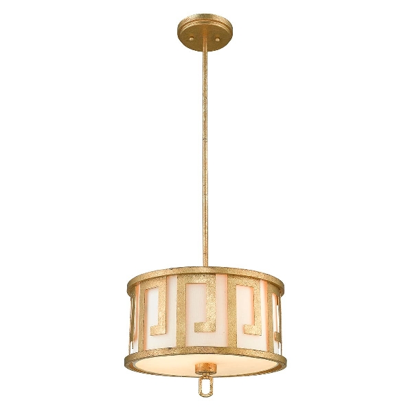 Elstead Lemuria 2 Light Medium Pendelleuchte - Distressed Gold, Elfenbeinfarbener Schirm GN-LEMURIA-P-M