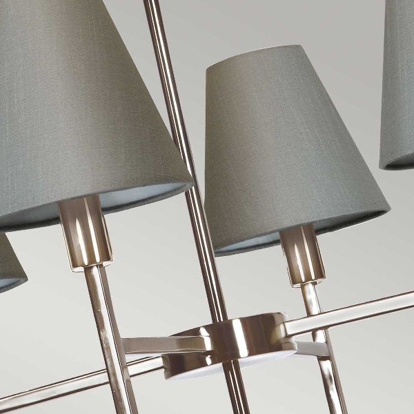 Lucerne 4 Light Chandelier - Brushed Nickel, Grey Shades der Firma Elstead