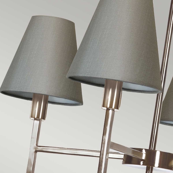 Lucerne 4 Light Chandelier - Brushed Nickel, Grey Shades der Firma Elstead