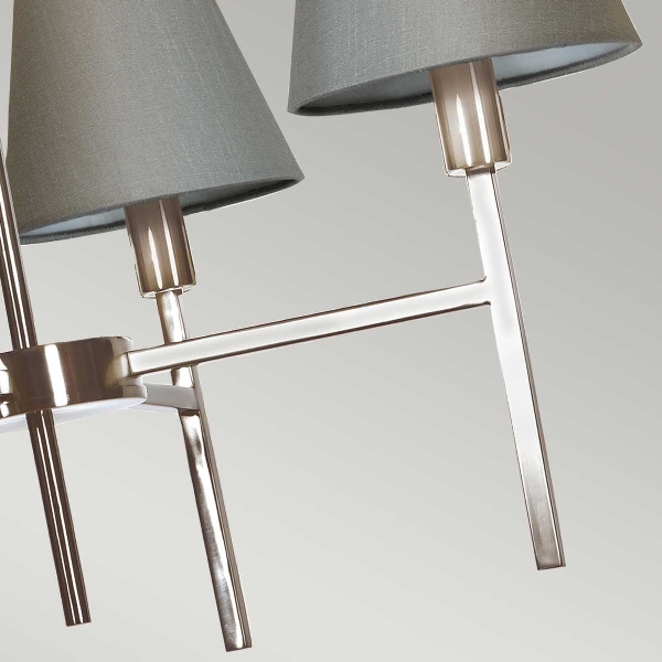 Lucerne 4 Light Chandelier - Brushed Nickel, Grey Shades der Firma Elstead