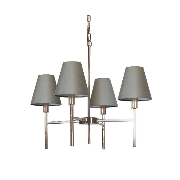 Lucerne 4 Light Chandelier - Brushed Nickel, Grey Shades der Firma Elstead