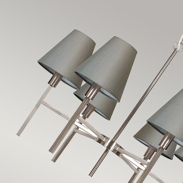 Lucerne 6 Light Chandelier - Brushed Nickel, Grey Shades der Firma Elstead