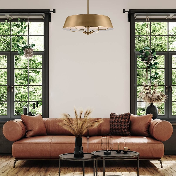 Luella 4lt Duo-Mount Pendant - Brushed Natural Brass der Firma Elstead