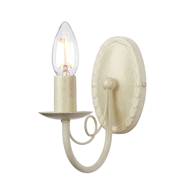Minster 1 Light Wall Light - Ivory/ Gold Patina der Firma Elstead