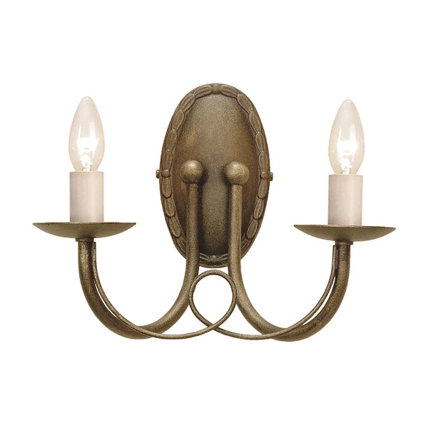 Minster 2 Light Wall Light - Black/ Gold Patina der Firma Elstead