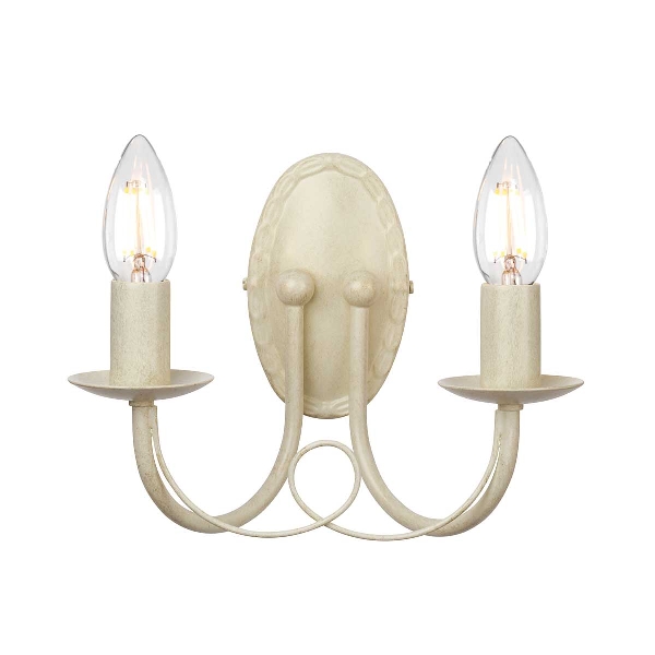 Minster 2 Light Wall Light - Ivory/ Gold Patina der Firma Elstead