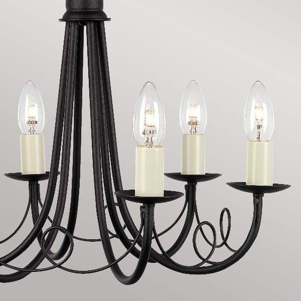 Minster 6 Light Chandelier - Black der Firma Elstead
