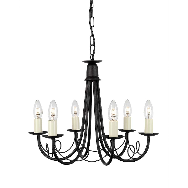 Minster 6 Light Chandelier - Black der Firma Elstead
