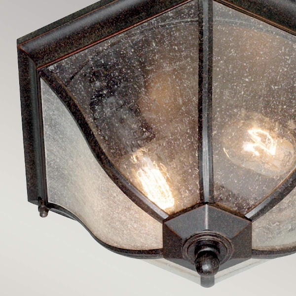 New England 2 Light Flush Lantern Medium - Weathered Bronze der Firma Elstead