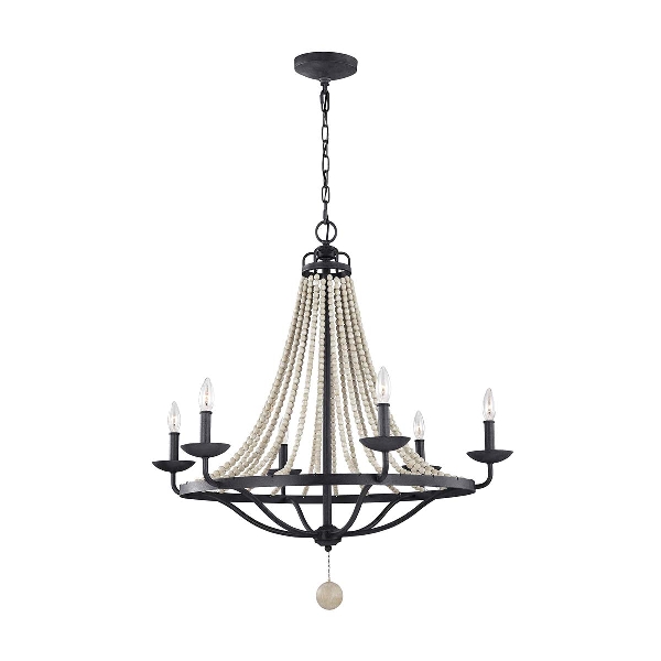 Elstead Nori 6 Light Chandelier - Dark Weathered Zinc with Driftwood Grey FE-NORI6-DWZ
