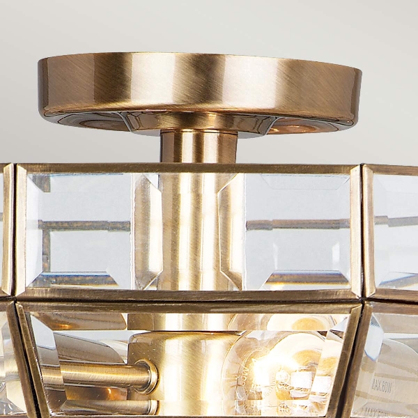 Old Park 2 Light Semi-Flush - Antique Brass der Firma Elstead