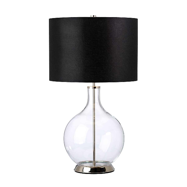 Lámpara de mesa Orb 1 Light (completa con pantalla negra) - níquel pulido con pantalla negra der Firma Elstead