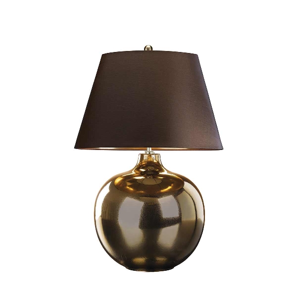 Elstead Ottoman 1 Light Tischleuchte - Bronze Metallic, Brauner Schirm OTTOMAN-TL