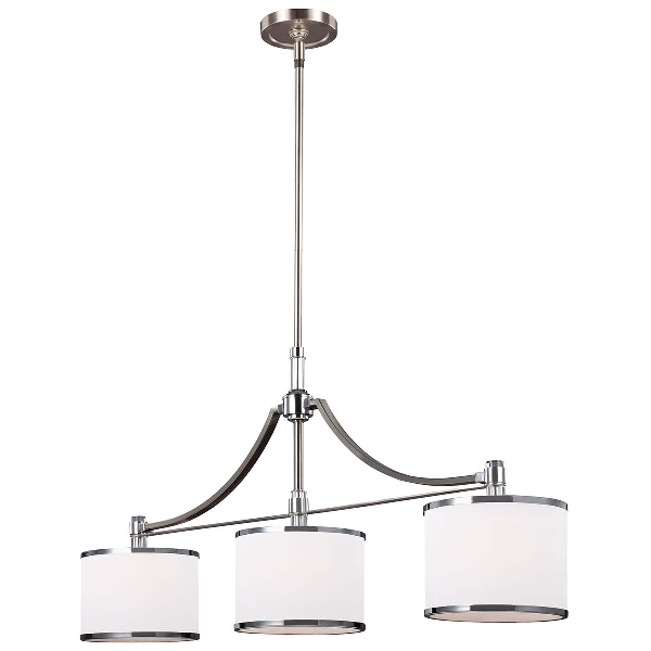 Prospect Park 3 Licht Insel Kronleuchter - Satin Nickel mit Chrom der Firma Elstead