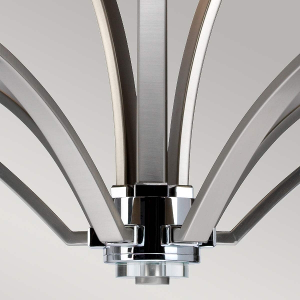 Prospect Park 9 Licht Kronleuchter - Satin Nickel mit Chrom der Firma Elstead