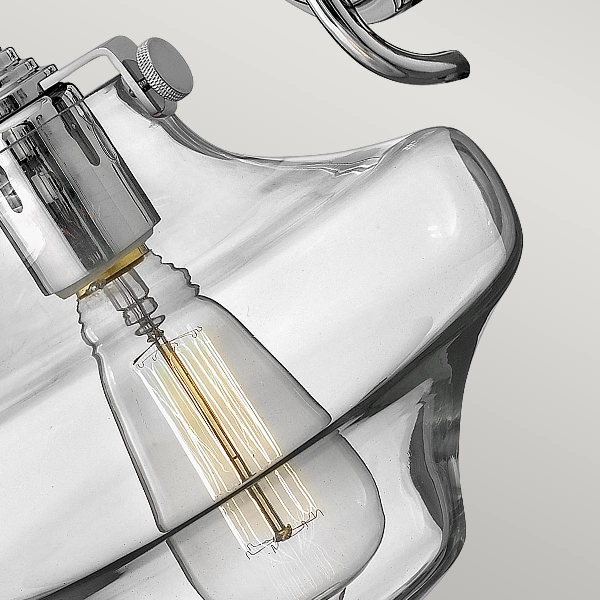 Congress 1 Light Wandleuchte aus klarem, gestuftem Glas - Chrom der Firma Elstead