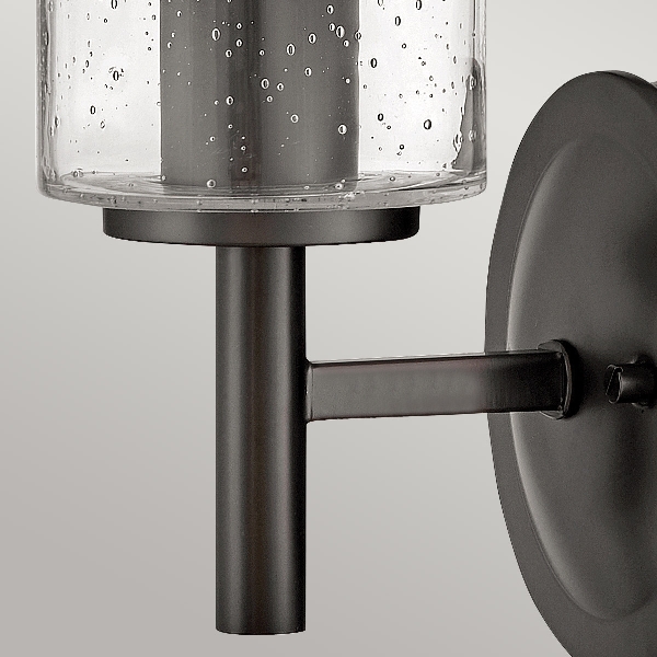 Collier 1 lt Wandleuchte mit klarem, gesättigtem Glas. - Schwarzes Oxid der Firma Elstead