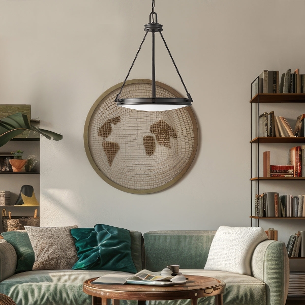 Collier 4 Leuchtende Pendelleuchte - Schwarz Oxid der Firma Elstead