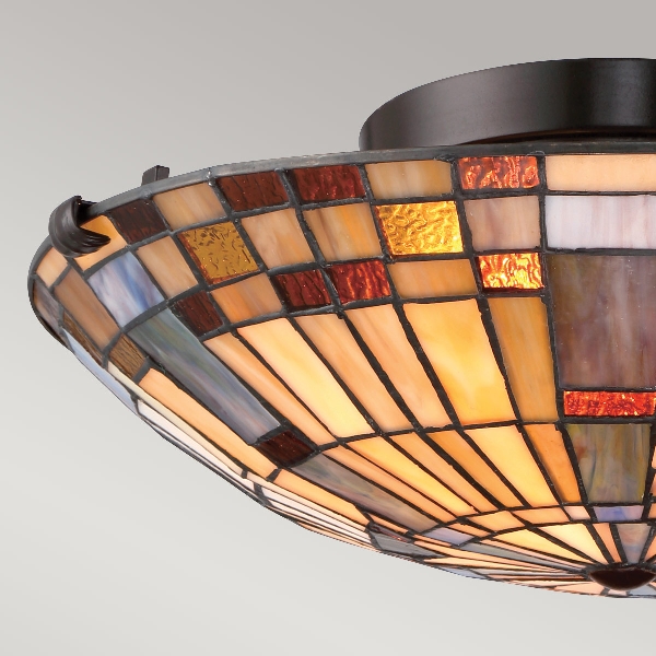 Inglenook 2 lt Flush - Valiant Bronze & Kunstglas-Schirm der Firma Elstead