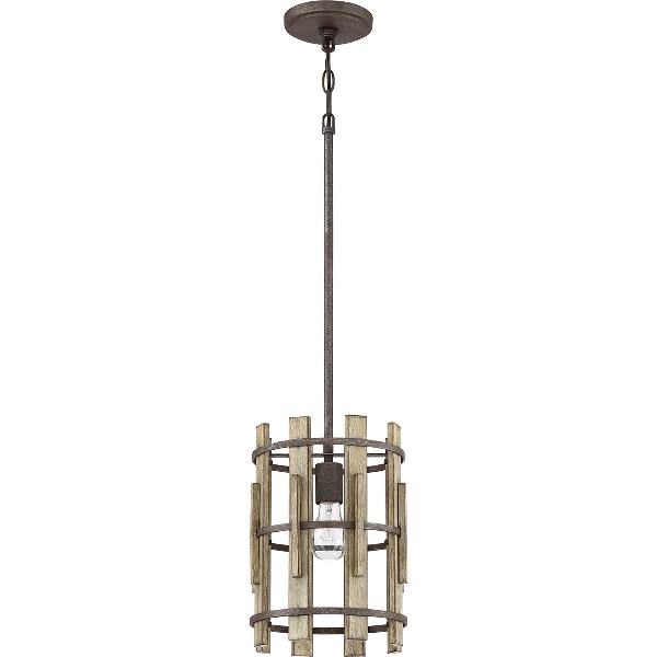 Wood Hollow Mini Pendelleuchte - Rustikales Schwarz der Firma Elstead