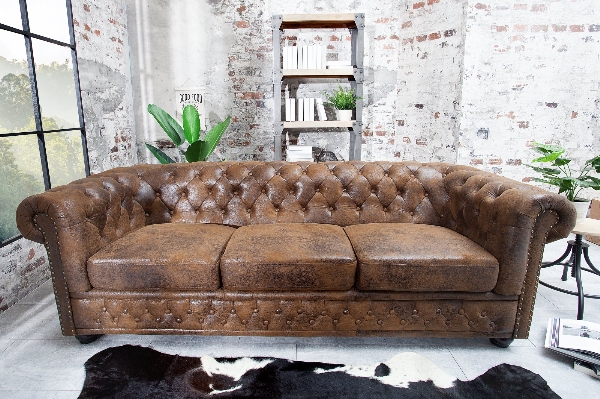 Sofa CHESTERFIELD 3-Sitzer antik braun der Firma Casa Élite