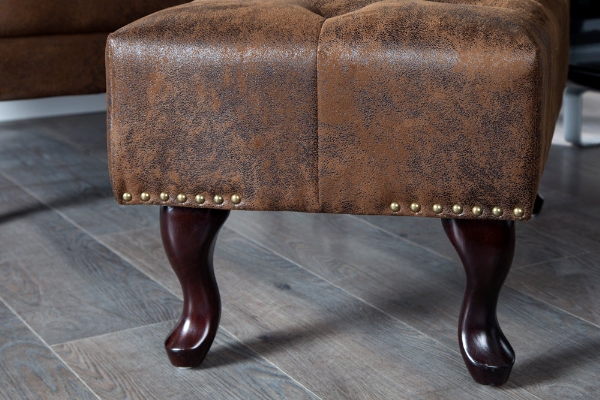 Fußhocker CHESTERFIELD Antik-Look Mikrofaser braun der Firma Casa Élite