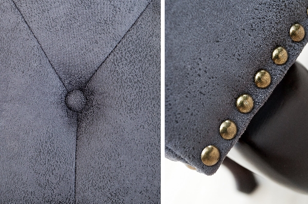 Fußhocker CHESTERFIELD Antik-Look Mikrofaser grau der Firma Casa Élite