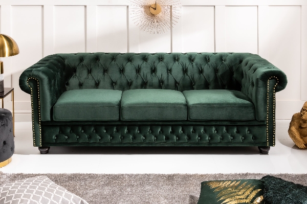 Sofa CHESTERFIELD 3-Sitzer Samt smaragdgrün der Firma Casa Élite