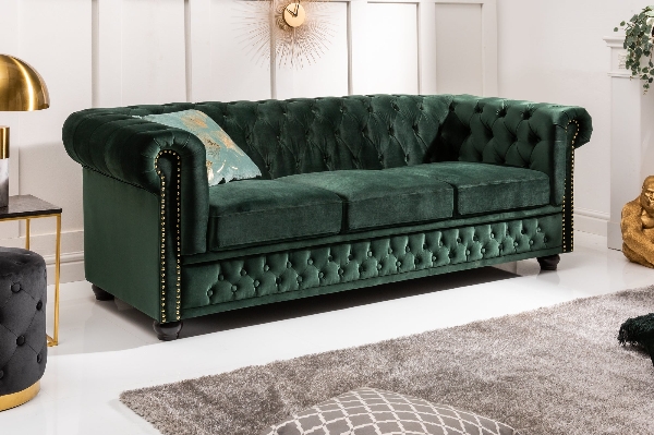 Sofa CHESTERFIELD 3-Sitzer Samt smaragdgrün der Firma Casa Élite