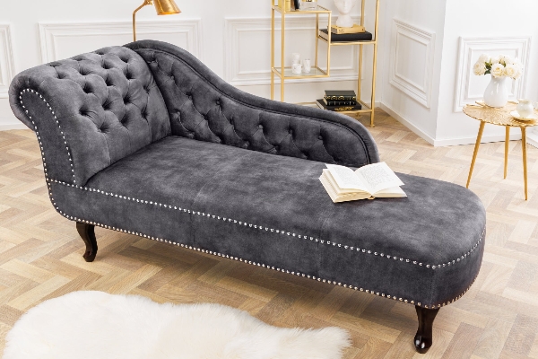 Recamiere CHESTERFIELD 170cm Samt grau der Firma Casa Élite