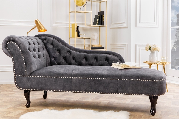 Recamiere CHESTERFIELD 170cm Samt grau der Firma Casa Élite