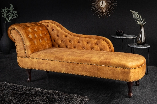 Recamiere CHESTERFIELD 170cm Samt senfgelb der Firma Casa Élite