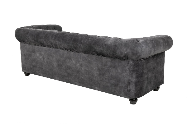 Sofa CHESTERFIELD 205cm 3-Sitzer Samt grau der Firma Casa Élite