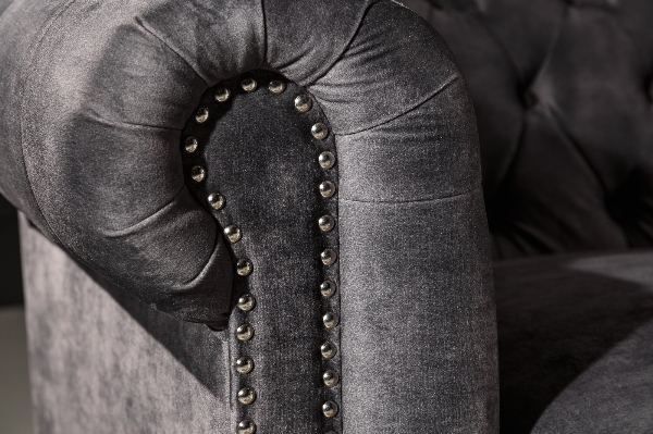 Sofa CHESTERFIELD 205cm 3-Sitzer Samt grau der Firma Casa Élite