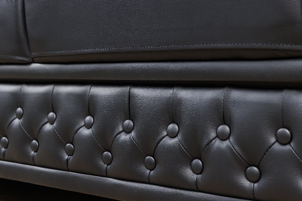 Sofa CHESTERFIELD 3-Sitzer aus Kunstleder in Antik-Optik schwarz der Firma Casa Élite